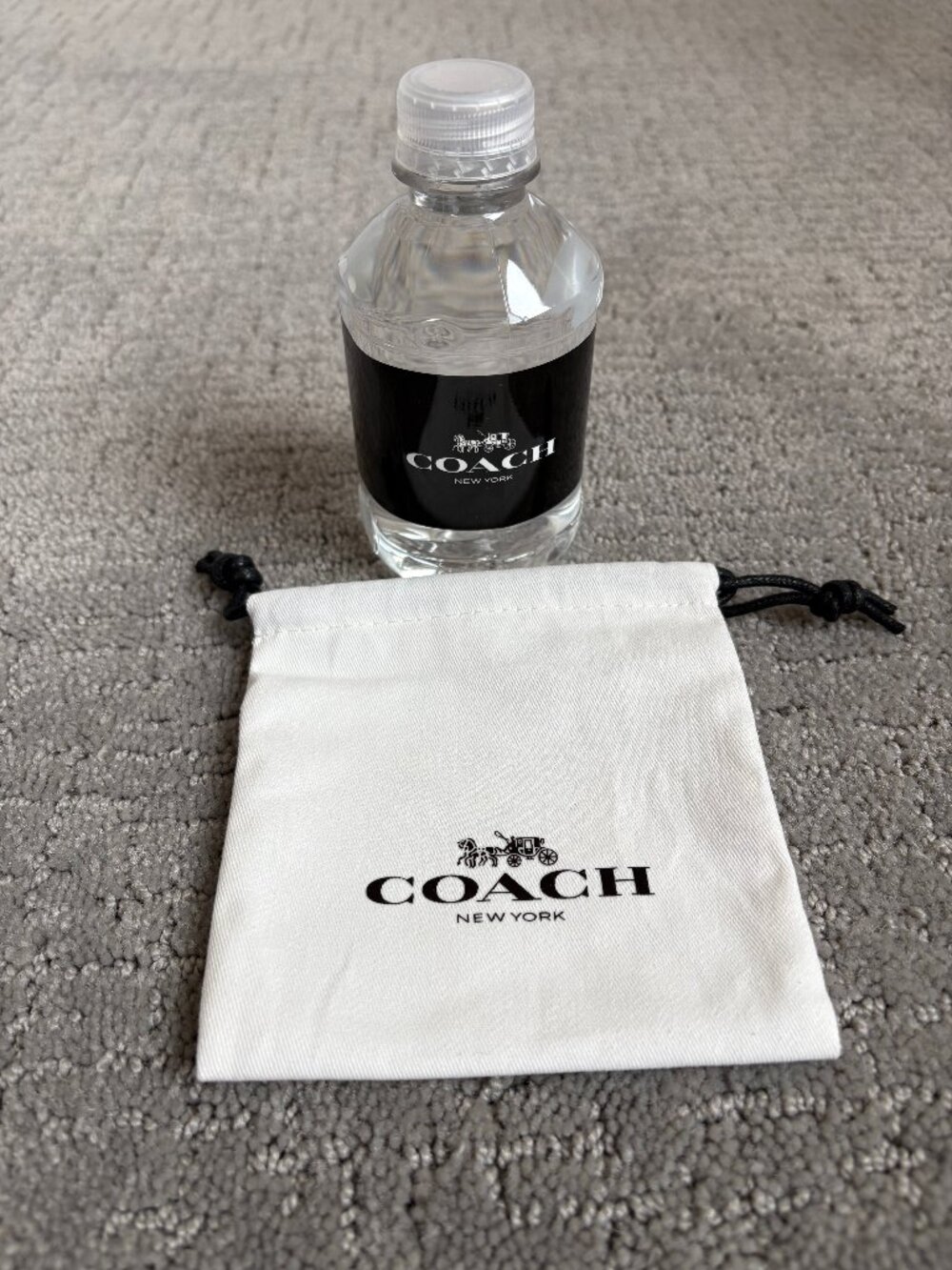 NEW Coach New York Jewelry Drawstring Pouch Dust Bag White & Bottled Water